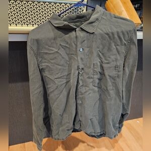 Dark Olive Draped Linen Camp Shirt Buck Mason